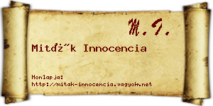 Miták Innocencia névjegykártya